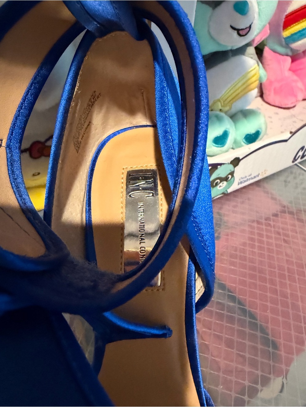 INC International Concepts Sapphire Blue Satin Strappy Heels